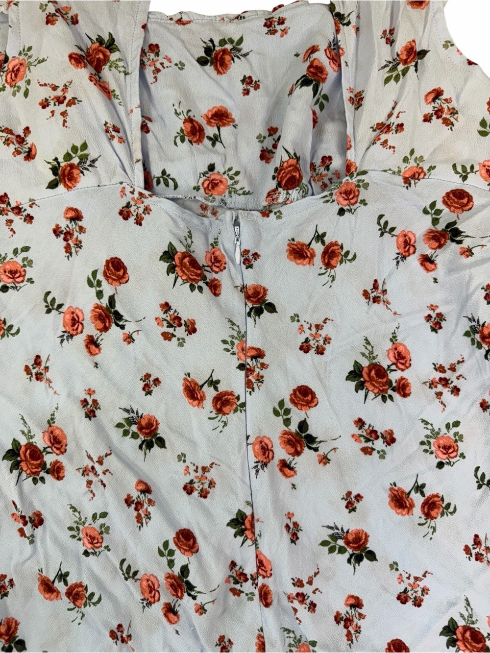 wild fable Cottagecore Blue Midi Dress with Red Rose Print - Picture 4 of 5